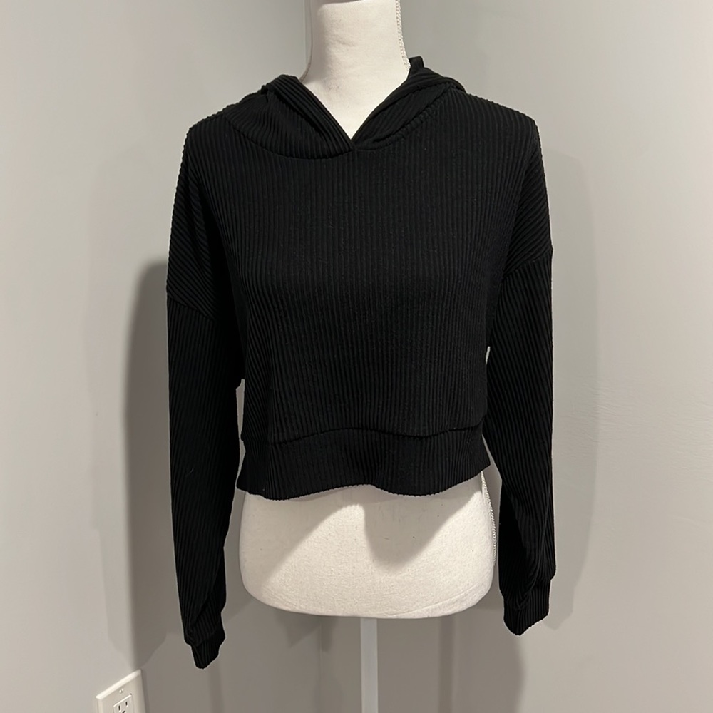 Alo Yoga Muse Black Cropped Hoodie S - Picture 4 of 10